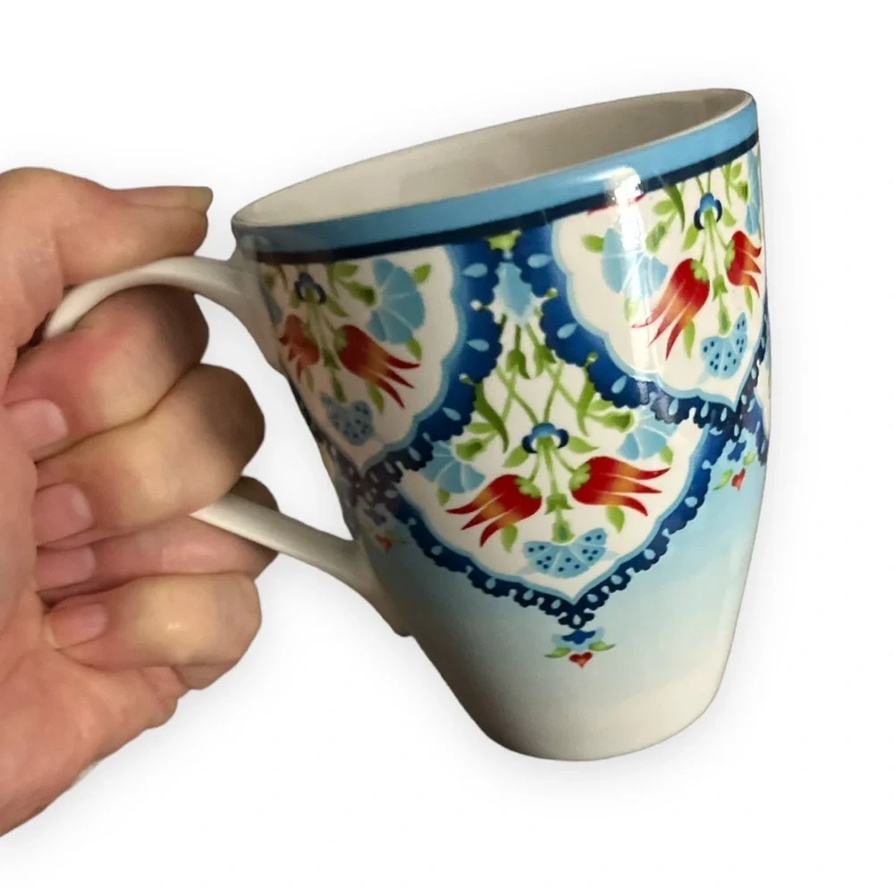 222 Fifth Tunisia Floral‎ Mug Porcelain Coffee Tea Cup Set of 4
